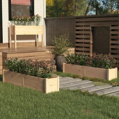 VidaXL Lits surélevés de jardin 2 pcs 150x31x31cm Bois de sapin massif 2 VidaXL Lits surélevés de jardin 2 pcs 150x31x31cm Bois de sapin massif – Image 2