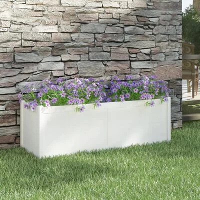 VidaXL Jardinière d'extérieur Blanc 150x50x50 cm Bois de pin massif 2 VidaXL Jardinière d'extérieur Blanc 150x50x50 cm Bois de pin massif – Image 2