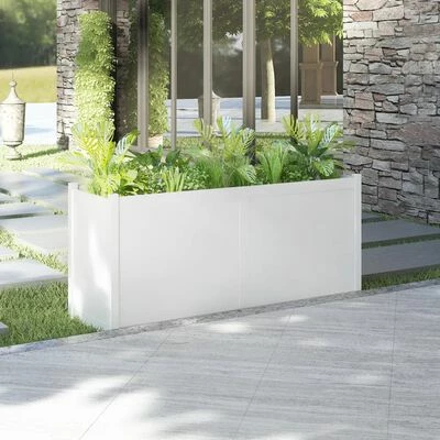 VidaXL Jardinière d'extérieur Blanc 150x50x70 cm Bois de pin massif 2 VidaXL Jardinière d'extérieur Blanc 150x50x70 cm Bois de pin massif – Image 2