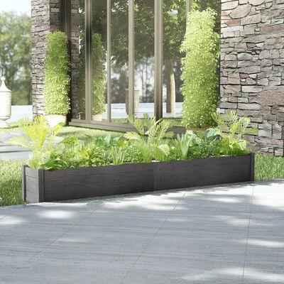 VidaXL Jardinière d'extérieur Gris 200x31x31 cm Bois de pin massif 2 VidaXL Jardinière d'extérieur Gris 200x31x31 cm Bois de pin massif – Image 2