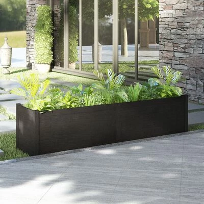 VidaXL Jardinière Noir 200x50x50 cm Bois de pin solide 2 VidaXL Jardinière Noir 200x50x50 cm Bois de pin solide – Image 2