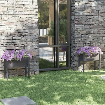 VidaXL Jardinières 2 pcs Gris 70x31x70 cm Bois de pin massif 2 VidaXL Jardinières 2 pcs Gris 70x31x70 cm Bois de pin massif – Image 2