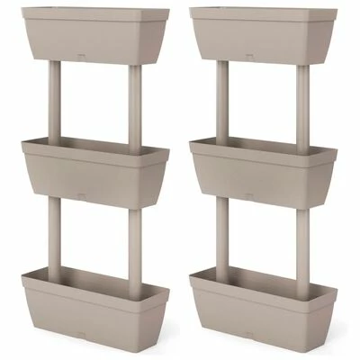 VidaXL Jardinières 6 pcs 100 cm Taupe 1 VidaXL Jardinières 6 pcs 100 cm Taupe