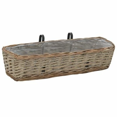 VidaXL Jardinière de balcon 2 pcs Osier avec doublure en PE 60 cm 2 VidaXL Jardinière de balcon 2 pcs Osier avec doublure en PE 60 cm – Image 2