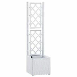 VidaXL Lit surélevé de jardin et treillis et système d'arrosage Blanc