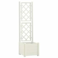 VidaXL Jardinière avec treillis 43x43x142 cm PP Blanc
