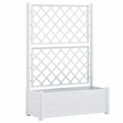 VidaXL Jardinière avec treillis 100x43x142 cm PP Blanc