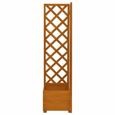 VidaXL Jardinière d'angle en treillis Orange 40x40x150cm Bois de sapin 2 VidaXL Jardinière d'angle en treillis Orange 40x40x150cm Bois de sapin – Image 2