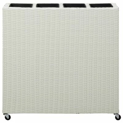 VidaXL Lit surélevé de jardin à 4 pots 80x22x79cm Résine Tressée Blanc 2 VidaXL Lit surélevé de jardin à 4 pots 80x22x79cm Résine Tressée Blanc – Image 2