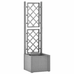 VidaXL Lit surélevé de jardin et treillis et système d'arrosage Gris