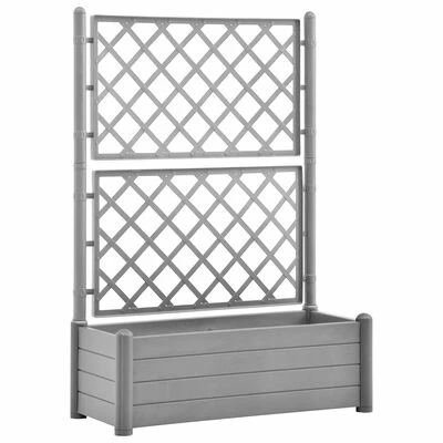 VidaXL Jardinière avec treillis 100x43x142 cm PP Gris pierre 1 VidaXL Jardinière avec treillis 100x43x142 cm PP Gris pierre