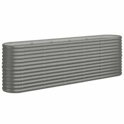 VidaXL Jardinière de jardin Acier enduit de poudre 224x40x68 cm Gris