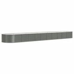 VidaXL Jardinière de jardin Acier enduit de poudre 440x80x36 cm Gris