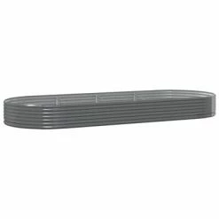 VidaXL Jardinière de jardin Acier enduit de poudre 373x140x36 cm Gris