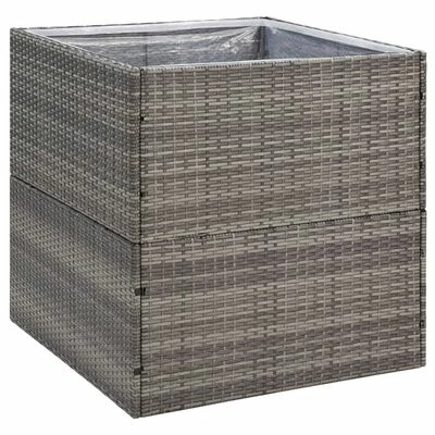 VidaXL Jardinière Gris 80x80x80 cm Résine tressée 1 VidaXL Jardinière Gris 80x80x80 cm Résine tressée