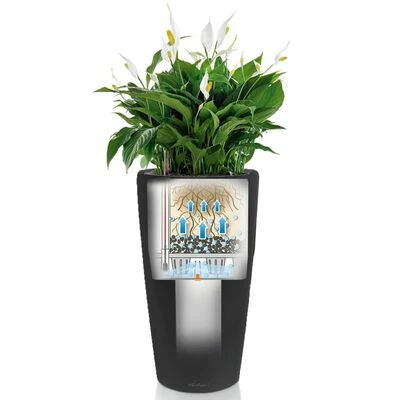 LECHUZA Jardinière Rondo 40 ALL-IN-ONE Charbon métallique 15743 2 LECHUZA Jardinière Rondo 40 ALL-IN-ONE Charbon métallique 15743 – Image 2