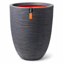 Capi Pot à fleurs Nature Rib bas élégant 36x47 cm Gris foncé