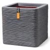 Capi Jardinière Nature Rib carrée 40x40x40 cm Gris foncé