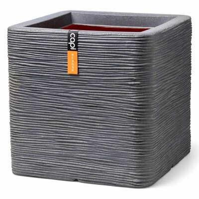 Capi Jardinière Nature Rib carrée 40x40x40 cm Gris foncé 1 Capi Jardinière Nature Rib carrée 40x40x40 cm Gris foncé