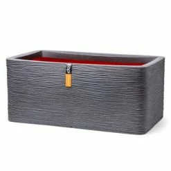Capi Jardinière Nature Rib rectangulaire 73x39x32 cm Gris foncé
