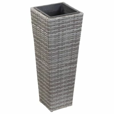VidaXL Lit surélevé de jardin 30x30x80 cm Résine Tressée Gris 2 VidaXL Lit surélevé de jardin 30x30x80 cm Résine Tressée Gris – Image 2