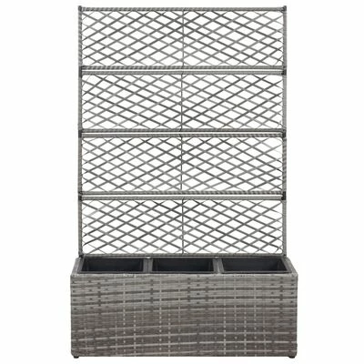 VidaXL Lit surélevé en treillis 3 pots 83x30x130cm Résine tressée Gris 2 VidaXL Lit surélevé en treillis 3 pots 83x30x130cm Résine tressée Gris – Image 2