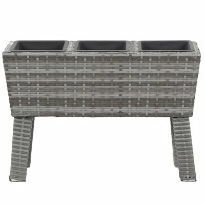 VidaXL Lit surélevé de jardin et pieds et 3 pots 72x25x50cm Rotin Gris 2 VidaXL Lit surélevé de jardin et pieds et 3 pots 72x25x50cm Rotin Gris – Image 2