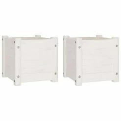 VidaXL Jardinières 2 pcs Blanc 31x31x31 cm Bois de pin massif