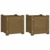 VidaXL Jardinières d'extérieur 2pcs Marron miel 31x31x31cm Bois de pin