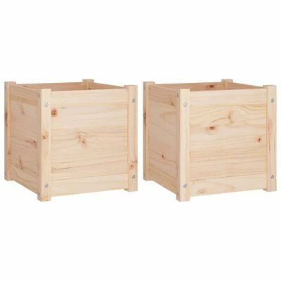 VidaXL Jardinières d'extérieur 2 pcs 40x40x40 cm Bois de pin massif 1 VidaXL Jardinières d'extérieur 2 pcs 40x40x40 cm Bois de pin massif