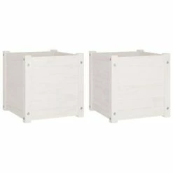 VidaXL Jardinières d'extérieur 2 pcs Blanc 40x40x40 cm Bois de pin