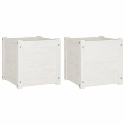 VidaXL Jardinières d'extérieur 2 pcs Blanc 40x40x40 cm Bois de pin 1 VidaXL Jardinières d'extérieur 2 pcs Blanc 40x40x40 cm Bois de pin