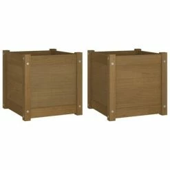 VidaXL Jardinières d'extérieur 2 pcs Marron miel 40x40x40cm Pin massif
