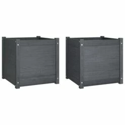 VidaXL Jardinières 2 pcs Gris 50x50x50 cm Bois de pin massif