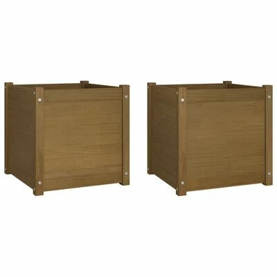 VidaXL Jardinières 2 pcs Marron miel 50x50x50 cm Bois de pin massif 1 VidaXL Jardinières 2 pcs Marron miel 50x50x50 cm Bois de pin massif