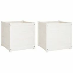VidaXL Jardinières d'extérieur 2 pcs Blanc 60x60x60 cm Bois de pin