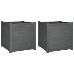 VidaXL Jardinières d'extérieur 2pcs Gris 60x60x60cm Bois de pin massif