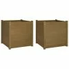 VidaXL Jardinières 2 pcs Marron miel 60x60x60 cm Bois de pin massif