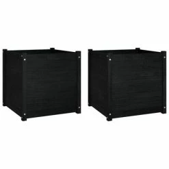 VidaXL Jardinières d'extérieur 2pcs Noir 60x60x60cm Bois de pin massif