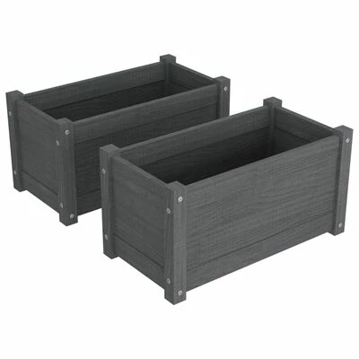 VidaXL Jardinières 2 pcs Gris 60x31x31 cm Bois de pin massif 1 VidaXL Jardinières 2 pcs Gris 60x31x31 cm Bois de pin massif