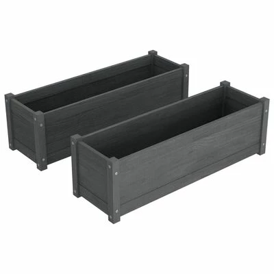 VidaXL Jardinières 2 pcs Gris 100x31x31 cm Bois de pin massif 1 VidaXL Jardinières 2 pcs Gris 100x31x31 cm Bois de pin massif