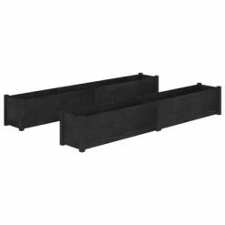 VidaXL Jardinières 2 pcs Noir 200x31x31 cm Bois de pin massif