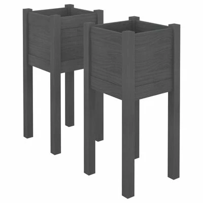 VidaXL Jardinières d'extérieur 2 pcs Gris 31x31x70 cm Bois de pin 1 VidaXL Jardinières d'extérieur 2 pcs Gris 31x31x70 cm Bois de pin