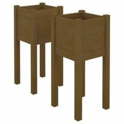 VidaXL Jardinières d'extérieur 2 pcs Marron miel 31x31x70cm Pin massif