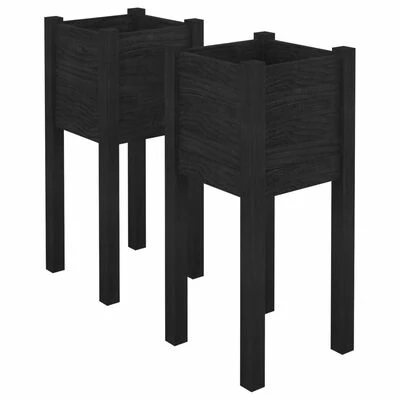 VidaXL Jardinières d'extérieur 2 pcs Noir 31x31x70 cm Bois de pin 1 VidaXL Jardinières d'extérieur 2 pcs Noir 31x31x70 cm Bois de pin