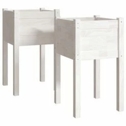 VidaXL Jardinières d'extérieur 2 pcs Blanc 40x40x70 cm Bois de pin