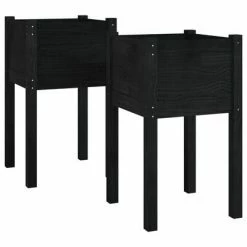 VidaXL Jardinières d'extérieur 2pcs Noir 40x40x70cm Bois de pin massif