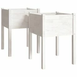 VidaXL Jardinières 2 pcs Blanc 50x50x70 cm Bois de pin massif