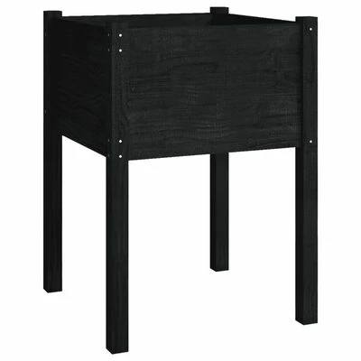 VidaXL Jardinière Noir 50x50x70 cm Bois de pin massif 1 VidaXL Jardinière Noir 50x50x70 cm Bois de pin massif