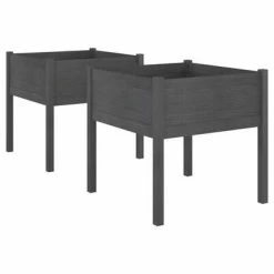 VidaXL Jardinières 2 pcs Gris 70x70x70 cm Bois de pin massif